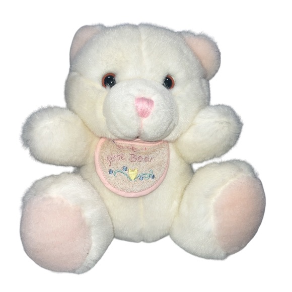 Chosun Baby’s First Bear White Pink Teddy Bear Bib Just Friends 1996 9” Inch - Picture 1 of 7